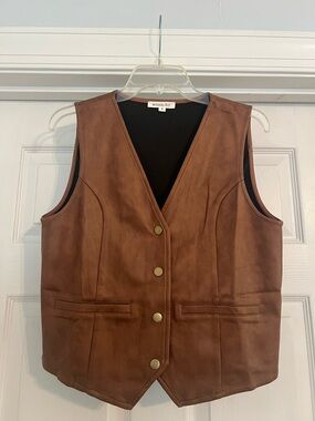 Wishlist Brown Faux Suede Button Vest